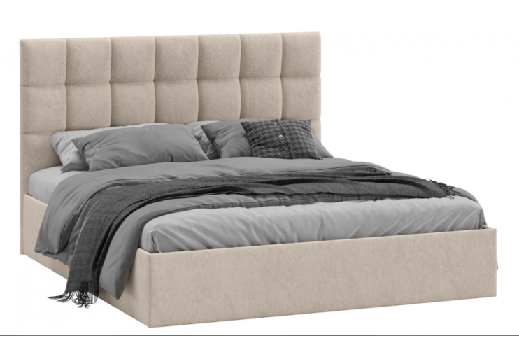 Эмбер кровать Универсальная с ПМ Тип 1 и заглушиной Микровелюр Wellmart Dark Beige