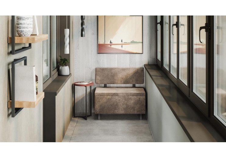 Скамья прямая «Брайтон» (800 мм) Венге Цаво, Wellmart Latte