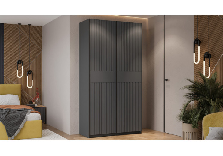 Шкаф-купе с 2 глухими дверями «Оскар Хилтон» Ручка черная, Серый графит, Графит матовый
