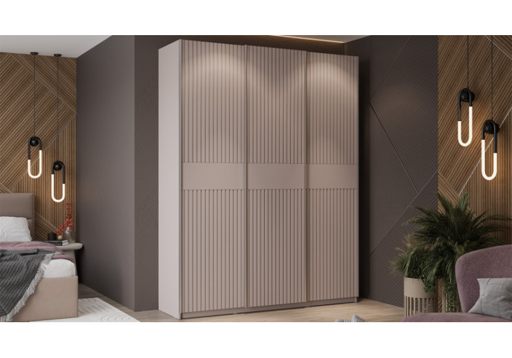 Шкаф-купе с 3 глухими дверями «Оскар Хилтон» Ручка серебро, Кашемир, Кашемир сатин