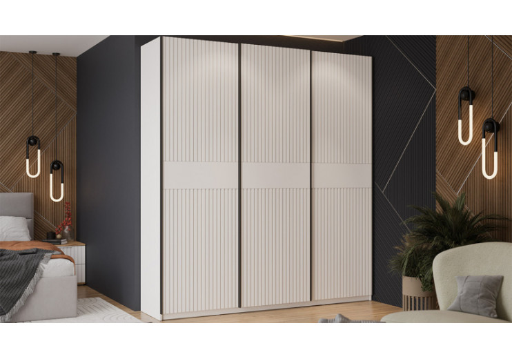 Шкаф-купе с 3 глухими дверями «Оскар Хилтон» Ручка черная, Белый снег, Белый матовый