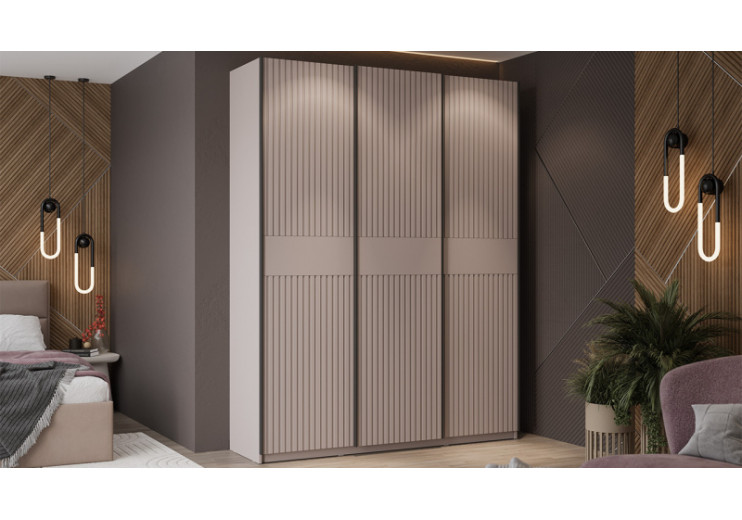 Шкаф-купе с 3 глухими дверями «Оскар Хилтон» Ручка черная, Кашемир, Кашемир сатин