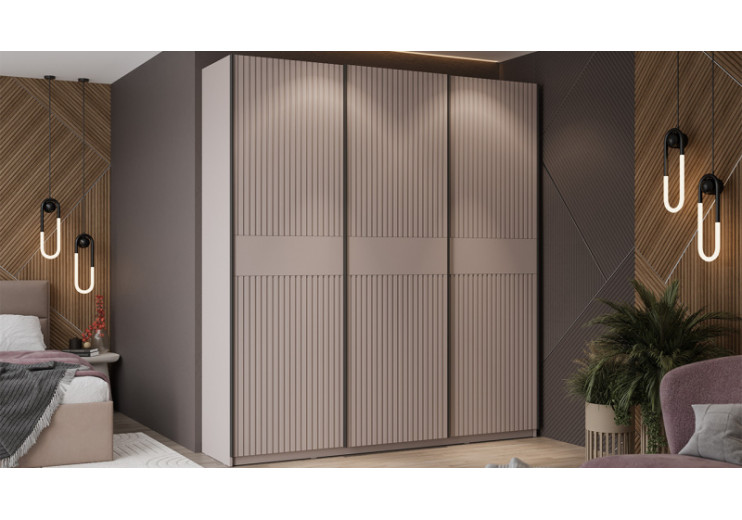 Шкаф-купе с 3 глухими дверями «Оскар Хилтон» Ручка черная, Кашемир, Кашемир сатин