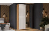 Шкаф-купе с 1 глухой и 1 зеркальной дверями «Оскар Хилтон» Ручка серебро, Дуб Крафт золотой, Белый матовый
