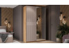 Шкаф-купе с 1 глухой и 1 зеркальной дверями «Оскар Хилтон» Ручка серебро, Дуб Крафт золотой, Кашемир, Кашемир сатин