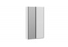 Шкаф-купе с 1 глухой и 1 зеркальной дверями «Оскар Хилтон» Ручка черная, Белый снег, Белый матовый