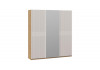 Шкаф-купе с 2 глухими и 1 зеркальной дверями «Оскар Хилтон» Ручка белая, Дуб Крафт золотой, Кашемир, Кашемир сатин