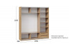 Шкаф-купе с 2 глухими и 1 зеркальной дверями «Оскар Хилтон» Ручка серебро, Дуб Крафт золотой, Кашемир, Кашемир сатин
