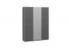 Шкаф-купе с 2 глухими и 1 зеркальной дверями «Оскар Хилтон» Ручка серебро, Серый графит, Графит матовый