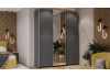 Шкаф-купе с 2 глухими и 1 зеркальной дверями «Оскар Хилтон» Ручка серебро, Серый графит, Графит матовый