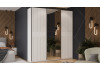 Шкаф-купе с 2 глухими и 1 зеркальной дверями «Оскар Хилтон» Ручка черная, Белый снег, Белый матовый
