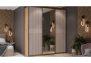 Шкаф-купе с 2 глухими и 1 зеркальной дверями «Оскар Хилтон» Ручка черная, Дуб Крафт золотой, Кашемир, Кашемир сатин