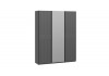 Шкаф-купе с 2 глухими и 1 зеркальной дверями «Оскар Хилтон» Ручка черная, Серый графит, Графит матовый
