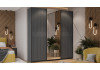 Шкаф-купе с 2 глухими и 1 зеркальной дверями «Оскар Хилтон» Ручка черная, Серый графит, Графит матовый