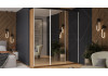 Шкаф-купе с 3 зеркальными дверями «Оскар» Ручка белая, Дуб Крафт золотой