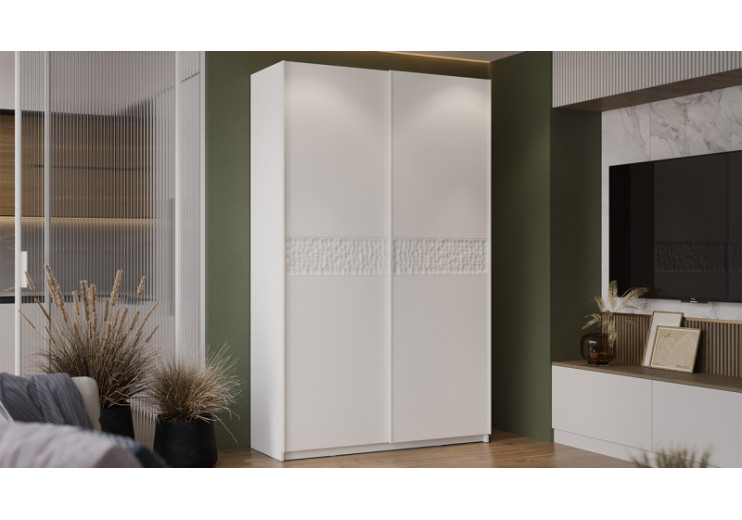 Шкаф-купе с 2 глухими дверями «Оскар Скания» Ручка белая, Белый снег, Белый матовый