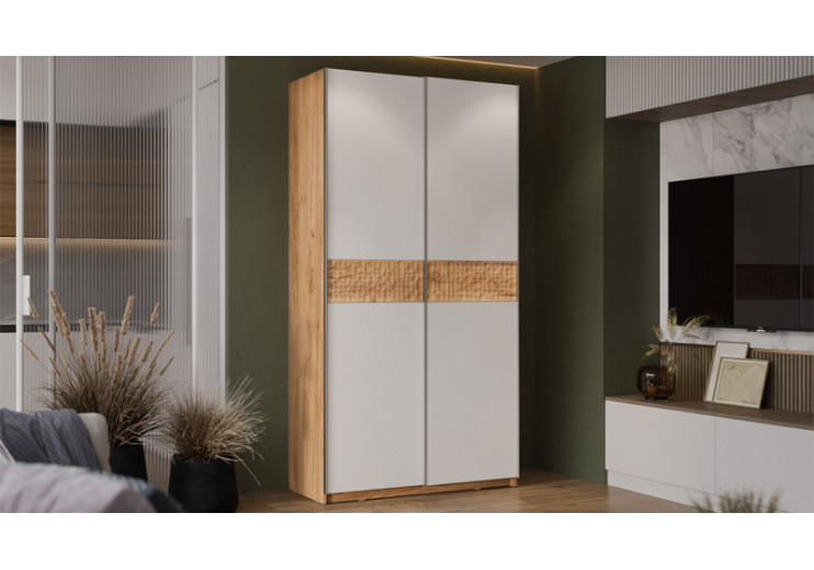 Шкаф-купе с 2 глухими дверями «Оскар Скания» Ручка серебро, Дуб Крафт золотой, Белый снег, Дуб тортугга