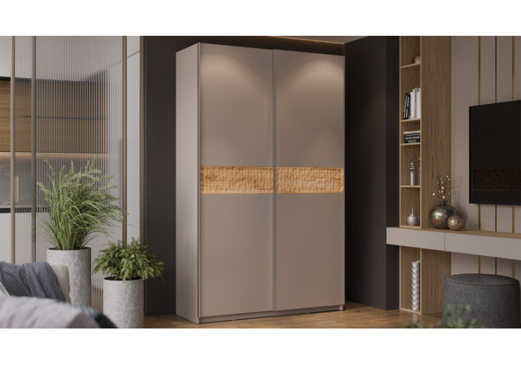 Шкаф-купе с 2 глухими дверями «Оскар Скания» Ручка серебро, Кашемир, Дуб тортугга