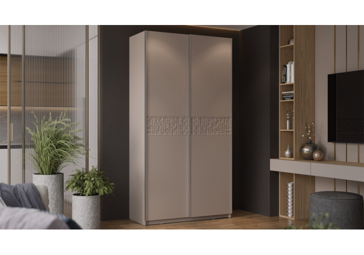 Шкаф-купе с 2 глухими дверями «Оскар Скания» Ручка серебро, Кашемир, Кашемир сатин