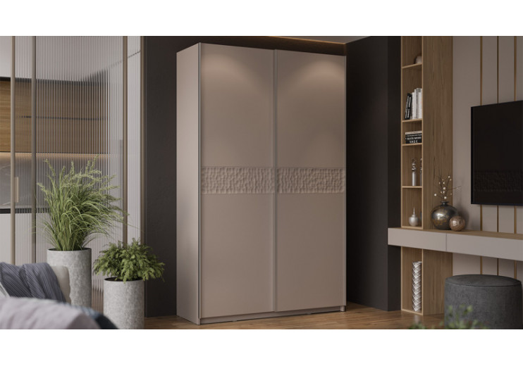 Шкаф-купе с 2 глухими дверями «Оскар Скания» Ручка серебро, Кашемир, Кашемир сатин