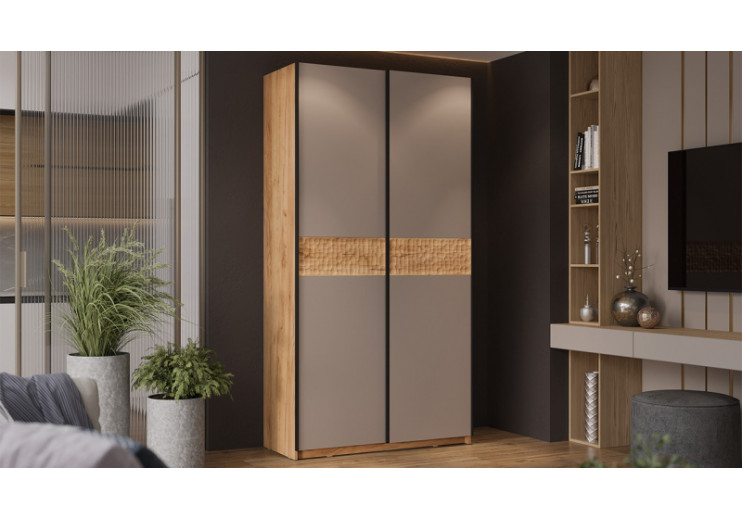Шкаф-купе с 2 глухими дверями «Оскар Скания» Ручка черная, Дуб Крафт золотой, Кашемир, Дуб тортугга