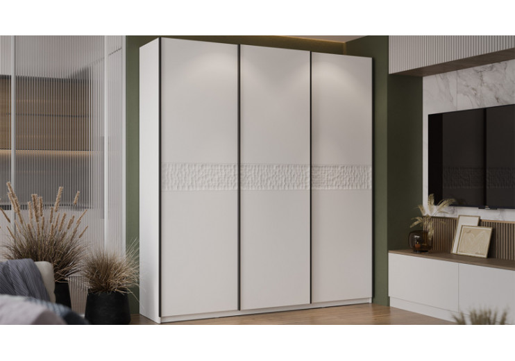 Шкаф-купе с 3 глухими дверями «Оскар Скания» Ручка черная, Белый снег, Белый матовый