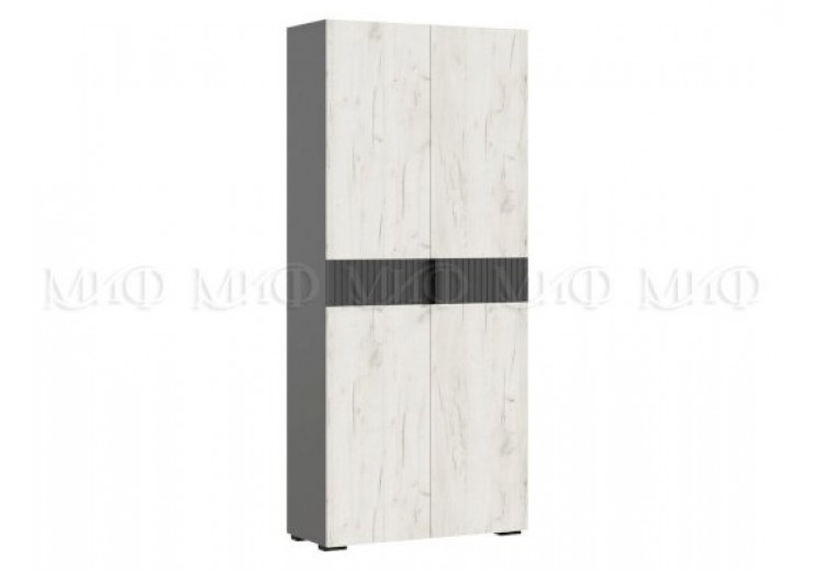 Роджина Шкаф 2-х ств. (800) (Дуб крафт Белый/Графит Софт NEW, Графит)