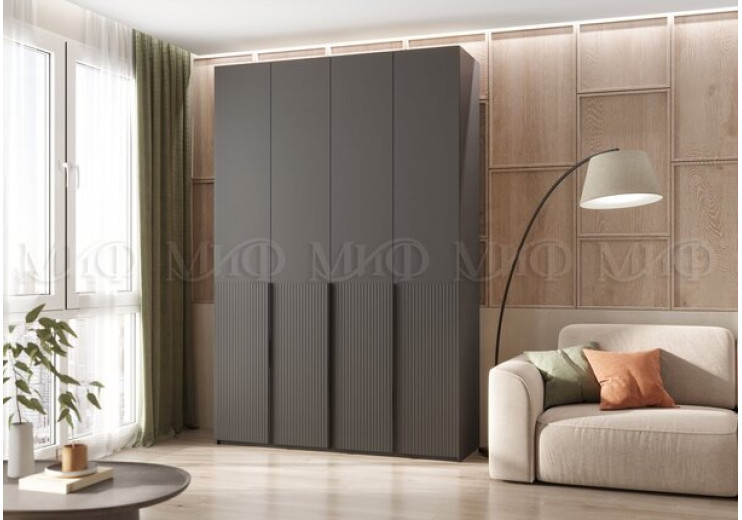Шкаф 4-х створчатый (1600) Марвэл (Графит/Браш графит)