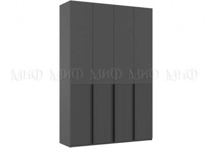 Шкаф 4-х створчатый (1600) с доп. ящиками Марвэл (графит/браш графит)