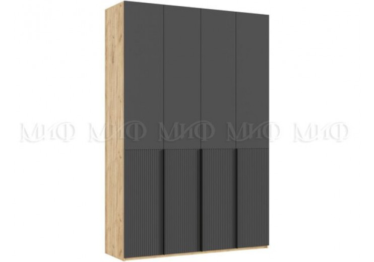 Шкаф 4-х створчатый (1600) с доп. ящиками Марвэл (дуб крафт/браш графит)