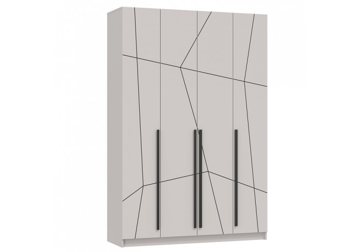 Шкаф для одежды 67.13 Брандо (4-х дв.) (кашемир/ДВПО белый/фасад МДФ геометрия ПВХ кашемир)