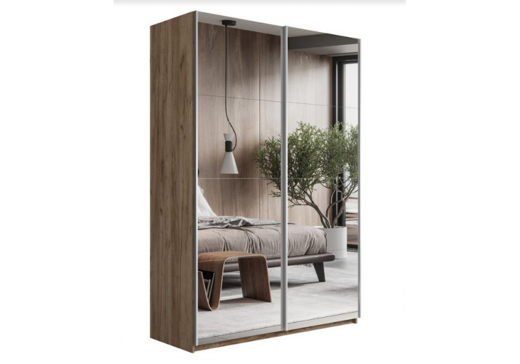 Шкаф-купе Прайм 2-х дверный (Зеркало) Крафт табачный