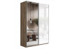 Шкаф-купе Прайм 2-х дверный (Зеркало/Стекло белое) Крафт табачный