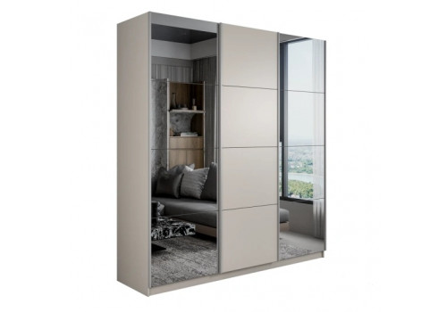 Шкаф-купе Прайм 3-х дверный (Зеркало, ЛДСП) кашемир