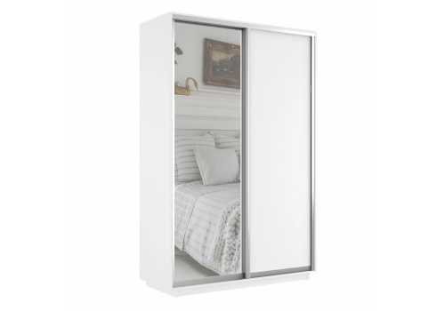 Шкаф купе 2 двери (белый, профиль серебро)